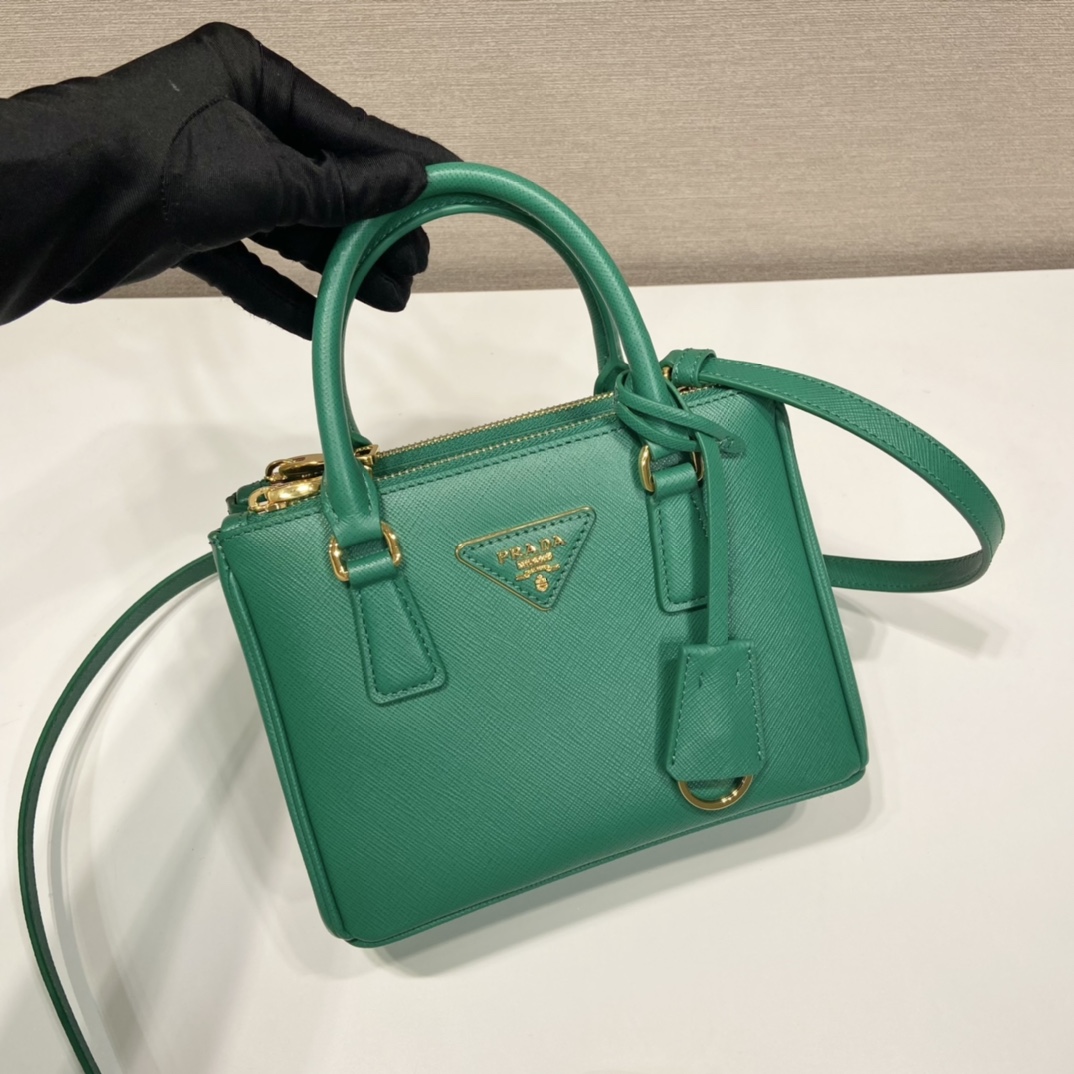 Prada Mini Galleria Saffiano Leather Bag Tote Shoulder Bag Mango Green 1BA906